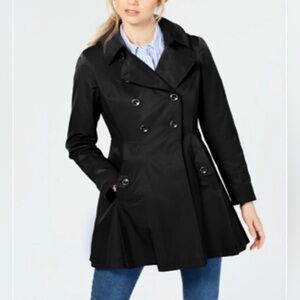 Via Spiga Trench Coat Via Spiga Black Double-Breasted Coat Size M  MSRP $225